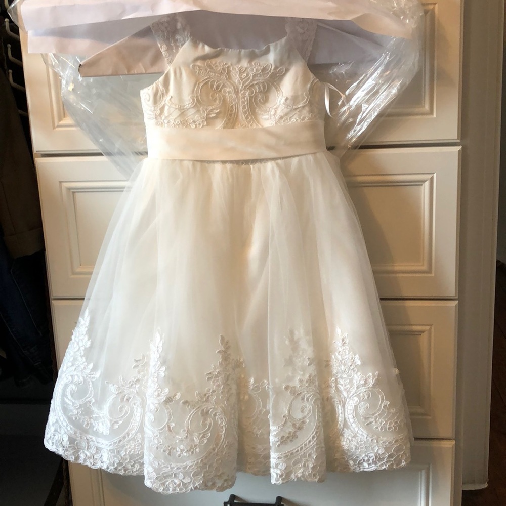 Beautiful ivory lace flower girl or occasion dress